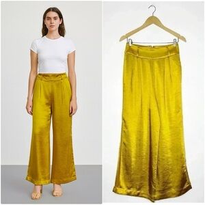 Capulet Anthropologie Gold Foil Wide Leg Pants Size Small